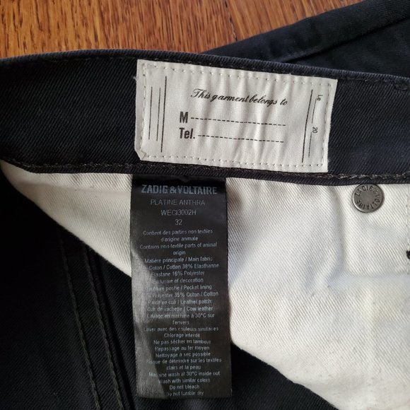 Men's Black Zadig & Voltaire Jeans Size 32 - Picture 6 of 7